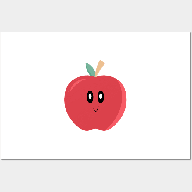 Cute Kawaii Apple Art Wall Art by The Pretty Hippo Company